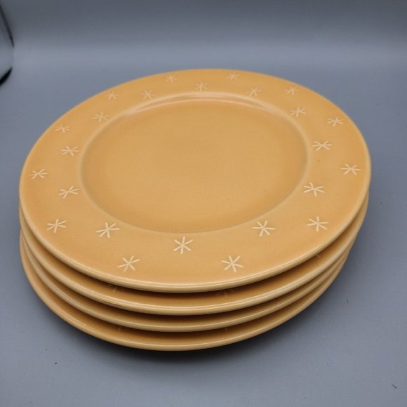 Waechtersbach Set (4) Embossed Dots Salad Plates 8.25” Orange Stars Snowflakes - Picture 2 of 9